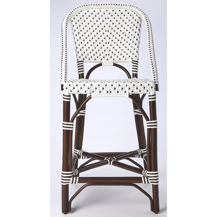 White wicker bar outlet stool